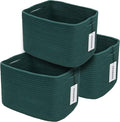 XUANGUO Woven Cotton Rope Storage Baskets 15x10x9.3" 3 Pack Dark Green | by XUANGUO