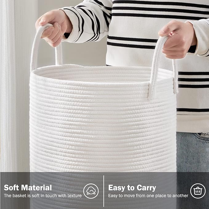 Woven Rope Laundry Hamper Basket by YOUDENOVA, 58L Tall Laundry Basket - Image 4