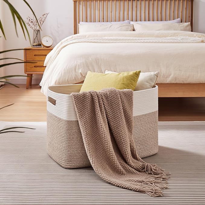 OIAHOMY 108L Extra Large Blanket Basket, 25”x16”x16” Laundry Basket, Blanket - Image 2