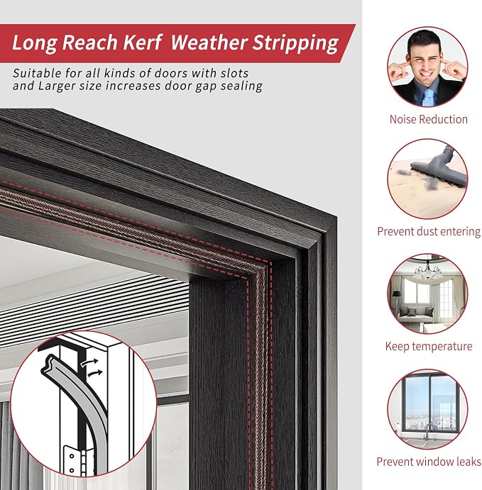 26 Feet Long Reach Weather Stripping Door Seal, V-Shaped Replacement Door Seal - Image 4