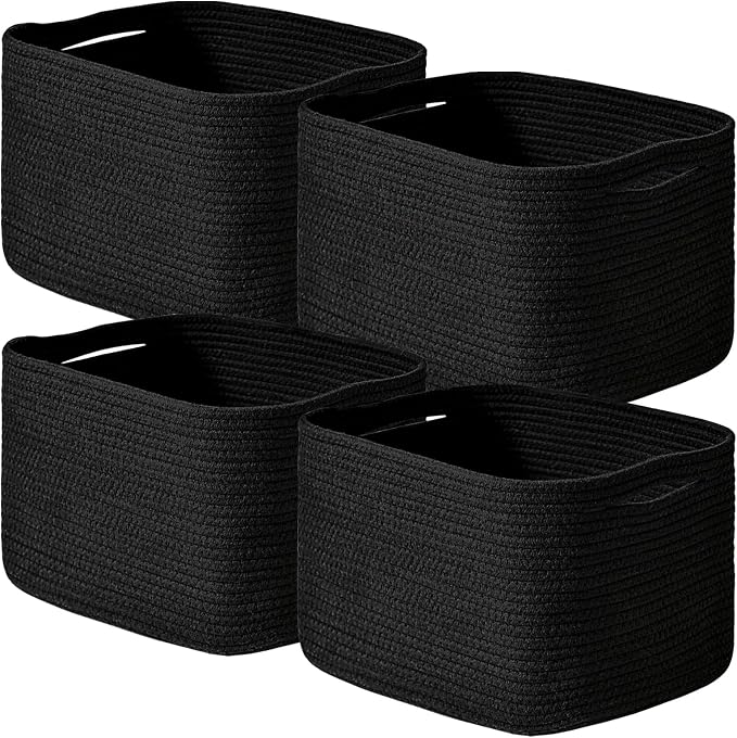 ICERZCZ Black Storage Baskets for Shelves, Small Storage Baskets for Organizing by ICERZCZ