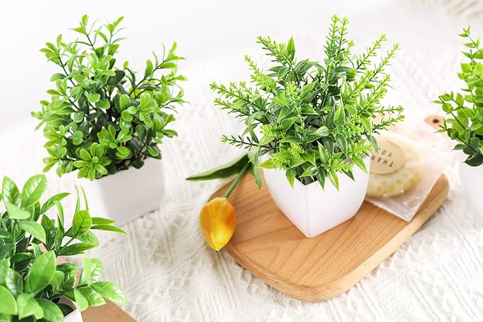 Der Rose 4 Pack Fake Plants, no-care potted greenery, - Image 7