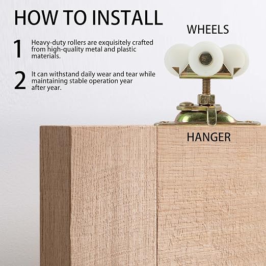 2Pcs Gold 3/4" Sliding Pocket Door Rollers Assembly, Sliding Door Wheels - Image 3