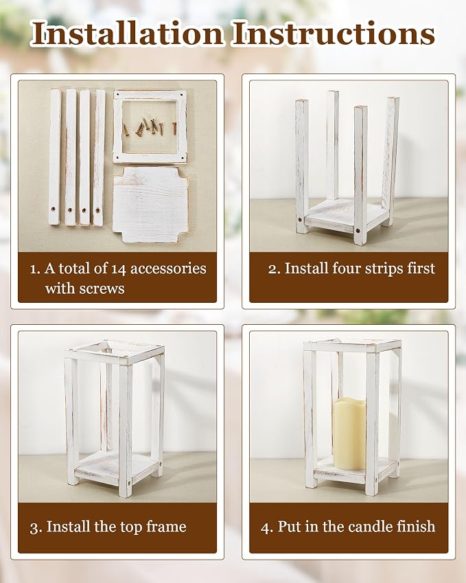 Huquary 8 Pcs Wooden Wedding Lantern Centerpiece - Image 3