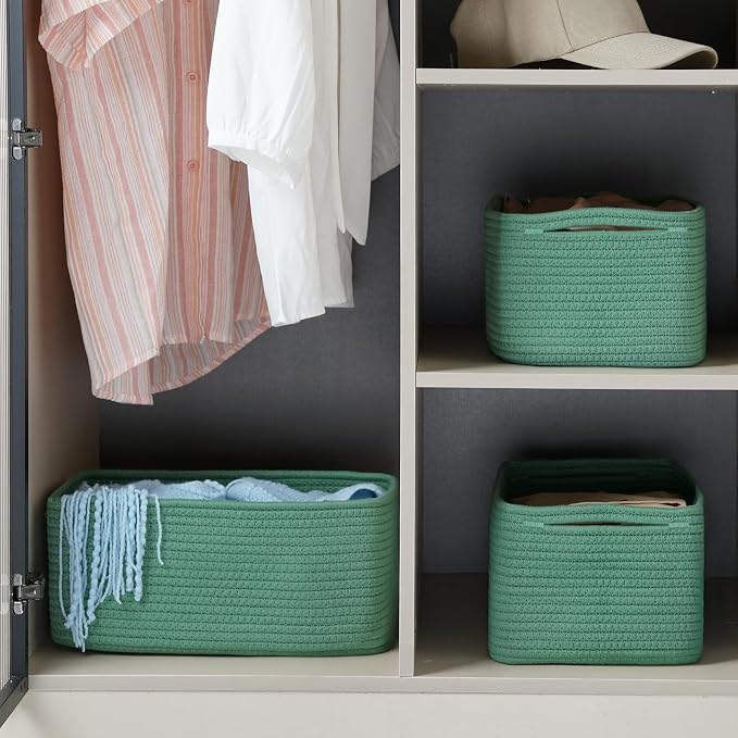 3 Pack Storage Baskets for Organizing, 13.7×9.5×6.3", Cotton Rope Basket for - Image 7