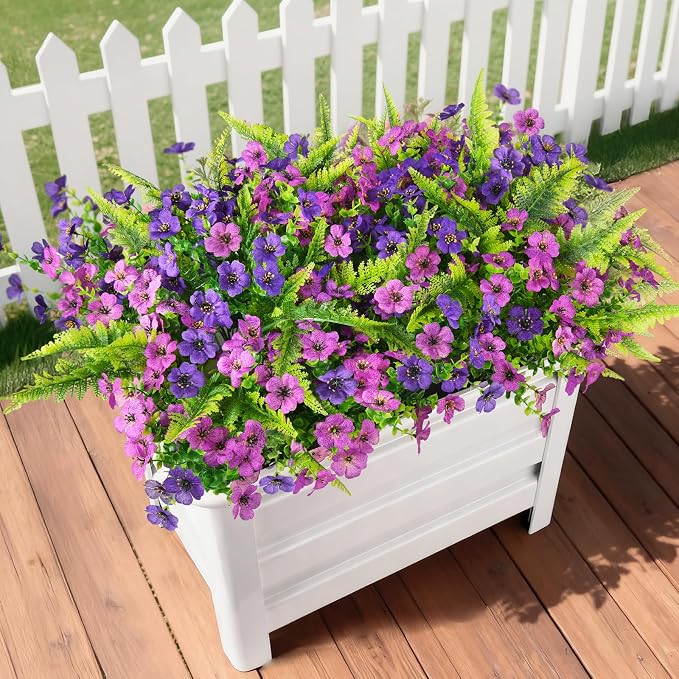 INQCMY Artificial Flowers for Outdoor Faux Plants Fake Flowers Spring Decor | - Image 2