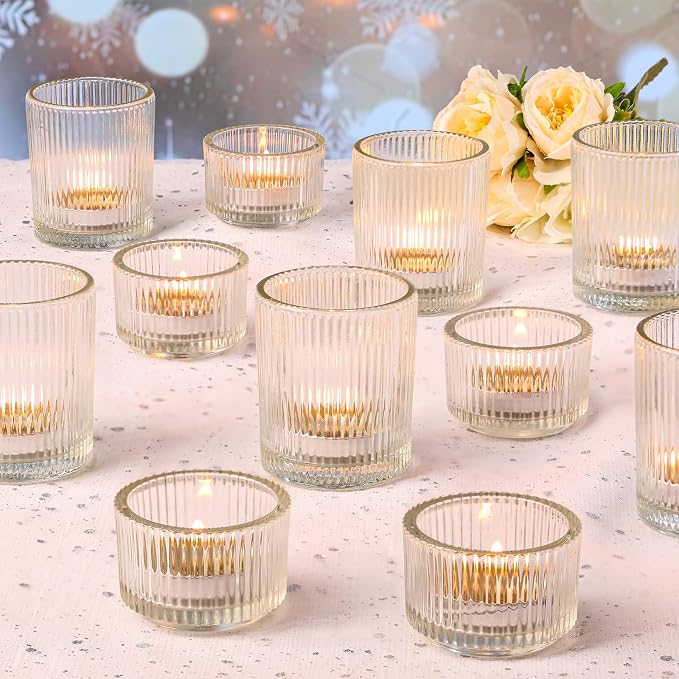 NITIME 10pcs Assorted Clear Votive Candle Holders by NITIME