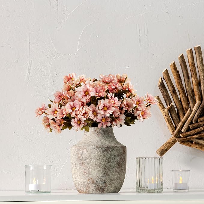 Mitt&Ditt Ceramic Flower Vase, 7.5 inch Off-White Farmhouse Rustic Vase - Image 6