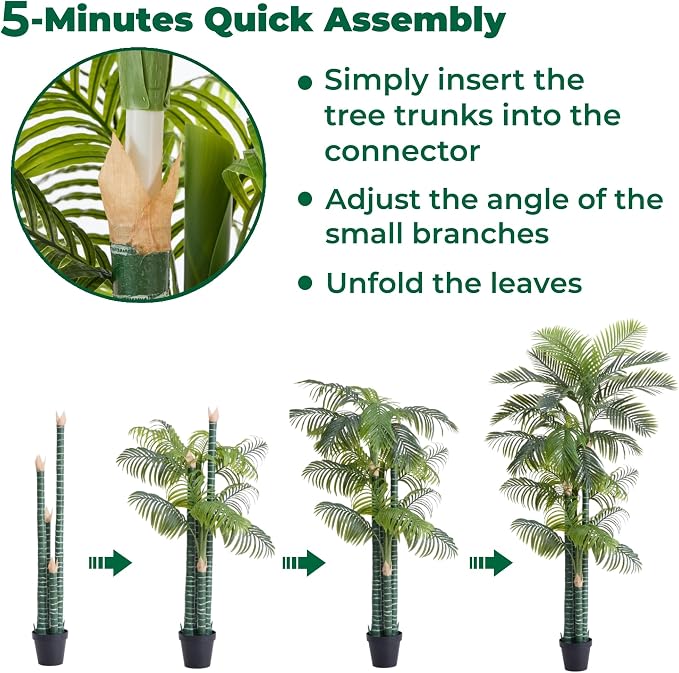 8.5FT Artificial Golden Cane Palm Tree - Image 6