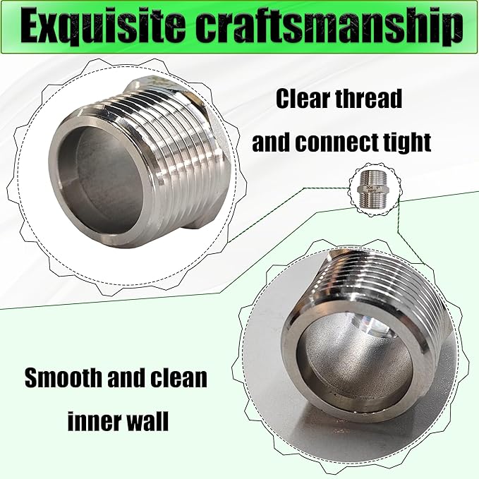 2 Pcs 304 Stainless Steel 3/8" Male to 1/4" Female Reducer Bushing, 3/8 Inch - Image 4