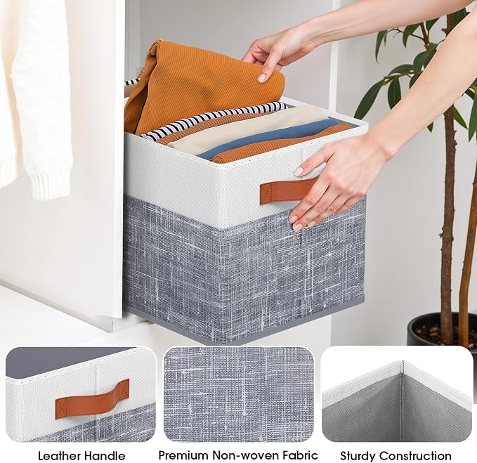 Collapsible Storage Baskets for Shelves, 4 Pack Foldable Fabric Storage Bins - Image 3
