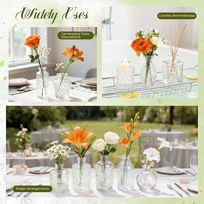 Der Rose 30pcs Glass Bud Vases in Bulk, elegant transparent look, thick sturdy - Image 6