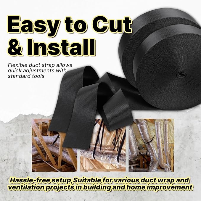2 Pack Heavy Duty Duct Strap – 1.95 in x 147 ft Black Nylon Strapping - Image 7