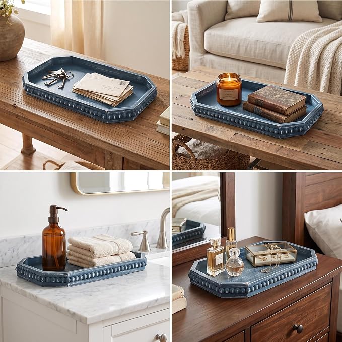 Hrastany Blue Wood Deocrative Tray, Coffee Table Tray - Image 6