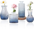 Set of 4 Glass Bud Vase Set, Small Vintage Clear Flower Vase Centerpieces by HAISIWLKJ