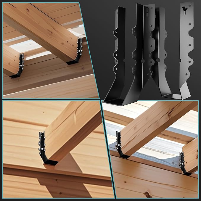 20 Pcs Black Joist Hangers 2X10, 18 Gauge Rafter Brackets, Hurricane Straps - Image 5