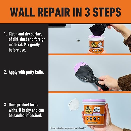 Gorilla High Performance Wall Repair, 16 oz Tub, Color Change Formula | Applies - Image 5