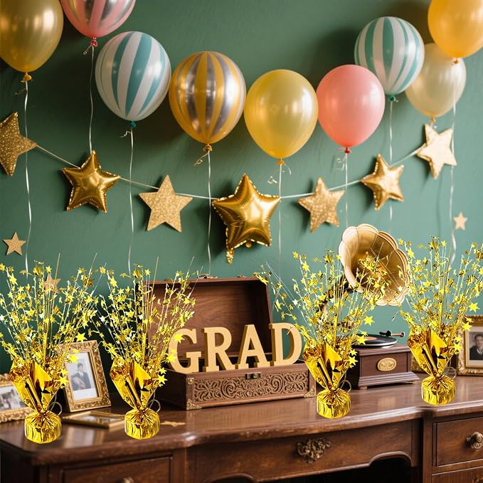 12 Pcs Metallic Foil Spray Centerpiece Party Star Table Decoration Brust - Image 3