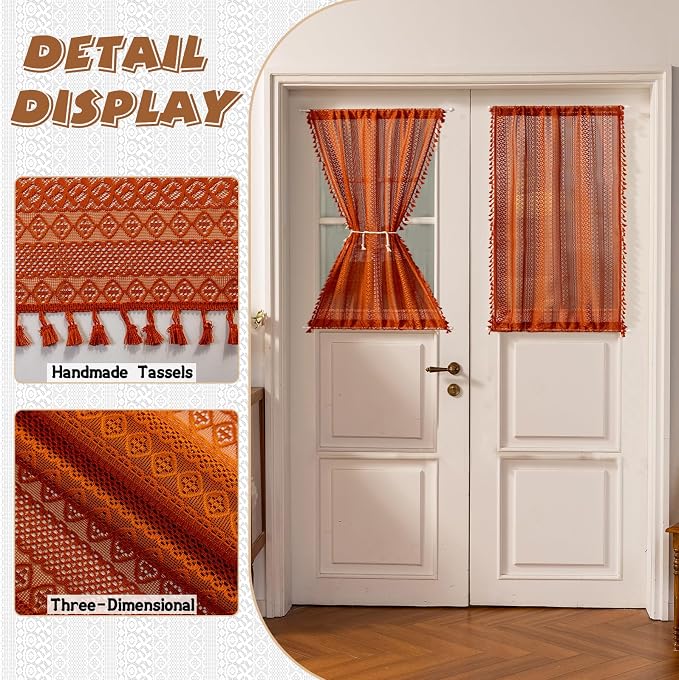 Sutuo Home Burnt Orange French Door Curtain - Image 3
