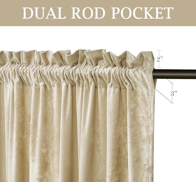 Chezmoi Collection Lux Beige Crushed Velvet Curtains 2 Panel Set - Image 4