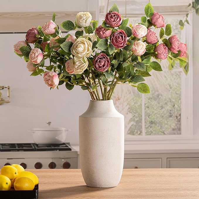 Mitt&Ditt Ceramic Flower Vase, 12.5 inch Tall Off-White Vase, Large Decorative - Image 4