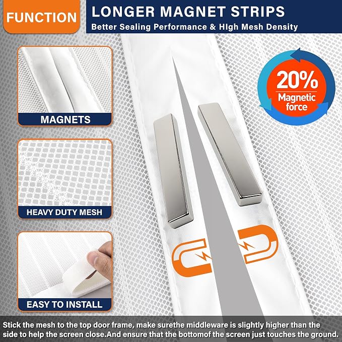 Magnetic Screen Door, Door Screen Magnetic Closure-Keeps Bugs Out Let Breeze in - Image 6