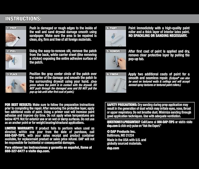 DAP Eclipse Rapid Wall Repair Patch, 4 in - Image 2
