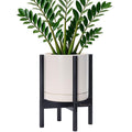 D'vine Dev Ceramic Pot with Ebony Wood Stand, 10 in, 55-B-L-8 | Mid-Century by DvineDevPlanterPotsandStand