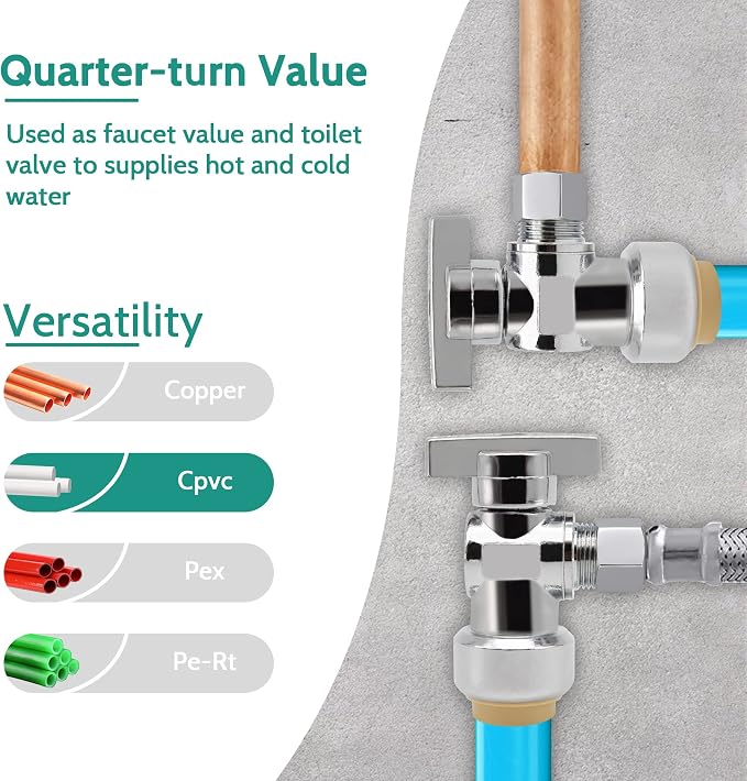 Angle Stop Valve 5 Pack, 1/2" Ptc X 3/8" Compression Water Shut Off Valve - Image 6