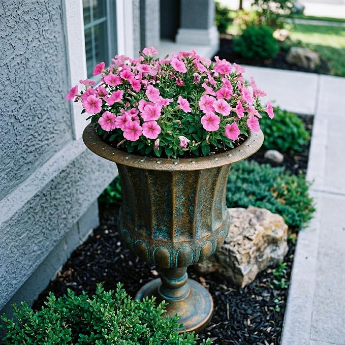 Worth Garden 24.5" H. Metal Urn Planters 1-Pack - Image 3