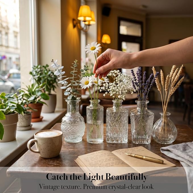 20 Pcs Clear Glass Bud Vases, Small Vintage Bud Vase Set - Image 4