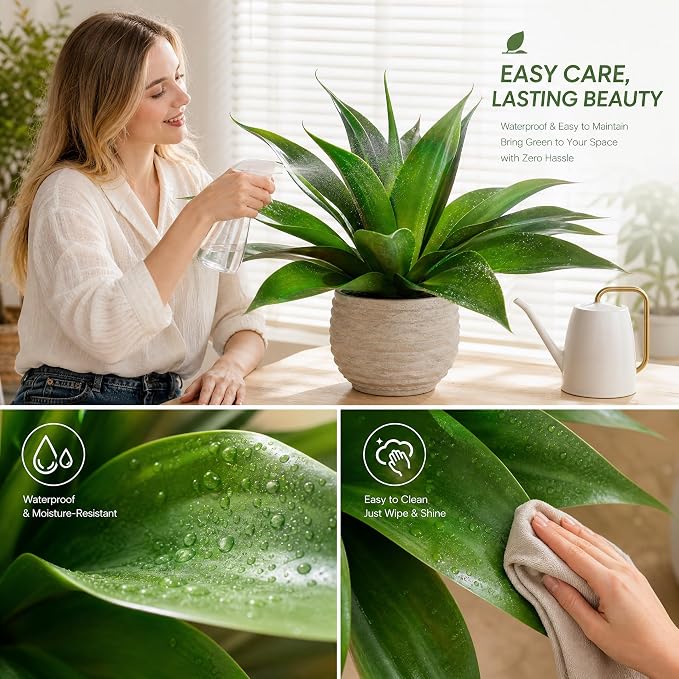 Ttranewsoo Artificial Agave Plants, Large UV Resistant Fake Agave Planters - Image 3