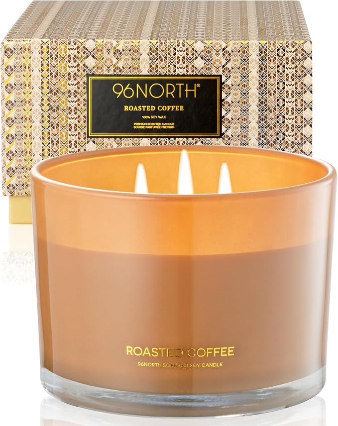 Luxury Coffee Soy Candle | Large 3 Wick Jar Candle | Up to 40 Hours Burning by 96NORTH%C2%AE