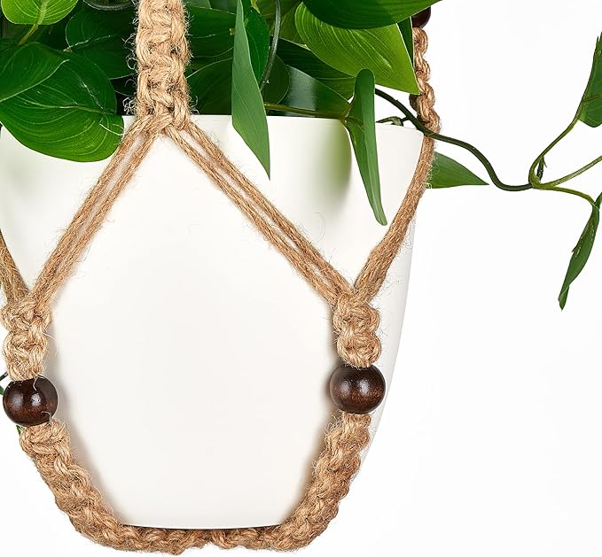 Mkono Fake Hanging Plant, Macrame Hanger - Image 7