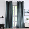 Vision Home Storm Blue Velvet Pinch Pleated Blackout Curtains 40Wx112L Inch | 2 by VisionHome