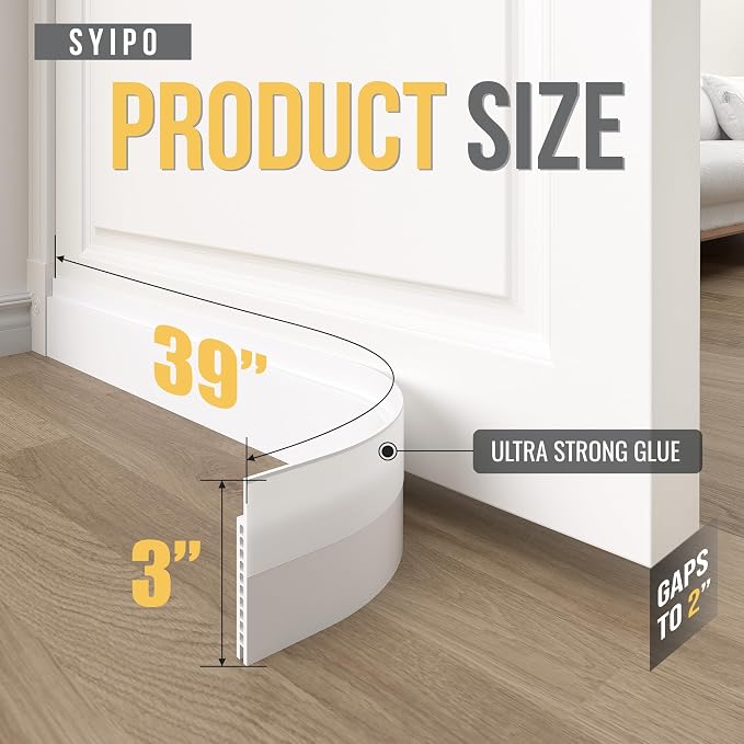 Door Draft Stopper for Huge Gap，3" W x 39" L Adjustable Widened Under Door Seal - Image 2