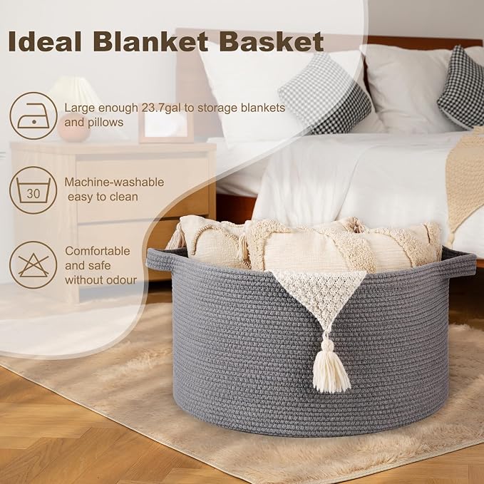OIAHOMY 90L Extra Large Blanket Basket - Image 3