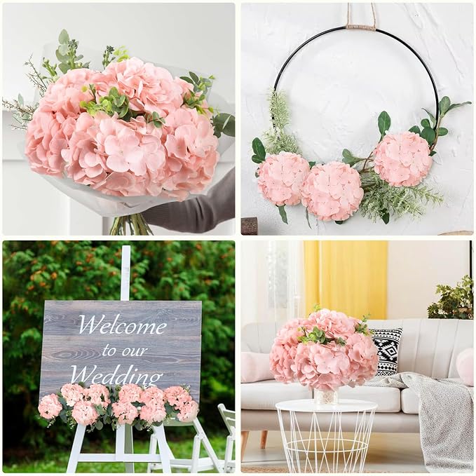 AVIVIHO 10Pcs Pink Fake Fake Flowers Hydrangea Artificial Flowers Bulk - Image 4