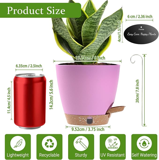 6 Inch Small Self Watering Pots - Image 8