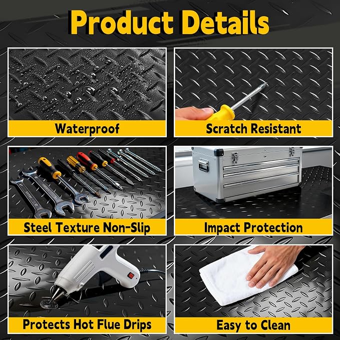 Workbench Mat 47.24"x23.62" Work Bench Pad, 2mm Non-Slip Steel Plate Tool - Image 3