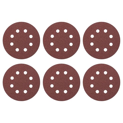 HARFINGTON 30 Pcs 5 Inch Sanding Discs 40 Grit Red Aluminum Oxide 8 Hole | Hook by HARFINGTON
