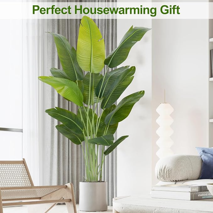 Lifelike Bird of Paradise Artificial Plant, 6.6ft Faux Banana Leaf Tree - Image 4