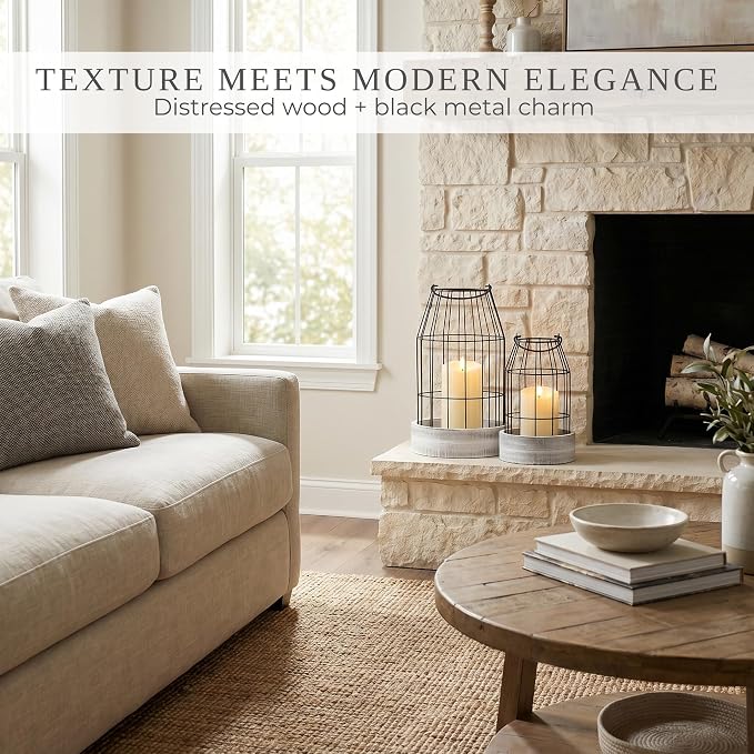 Rustic Farmhouse Lantern Decor Set of 2 - Image 9