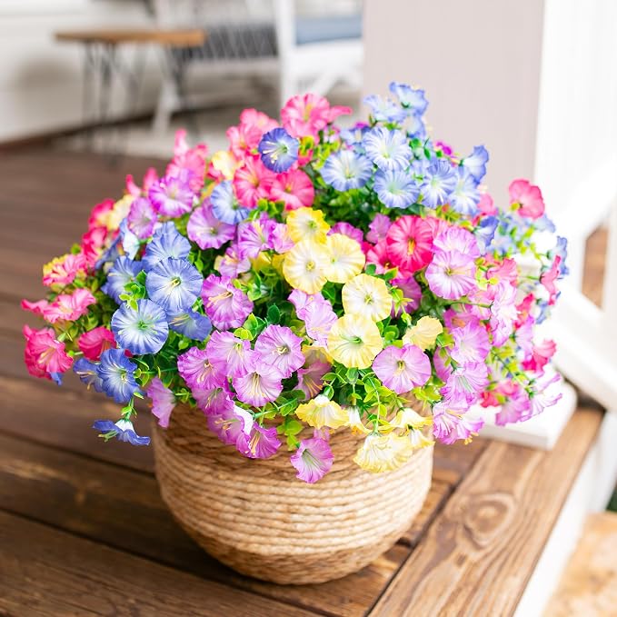 Artificial Flowers for Outdoors Fake Plants Outside Decoration, 12 Bundles Silk - Image 9