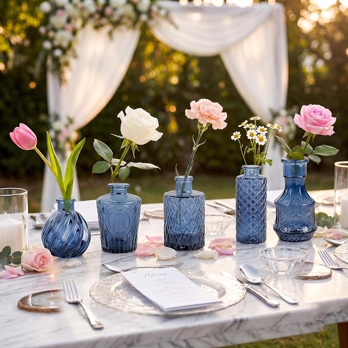 Clear Glass Bud Vase Set of 14 Pcs, Small Bud Vases in Bulk, Glass Crystal - Image 6