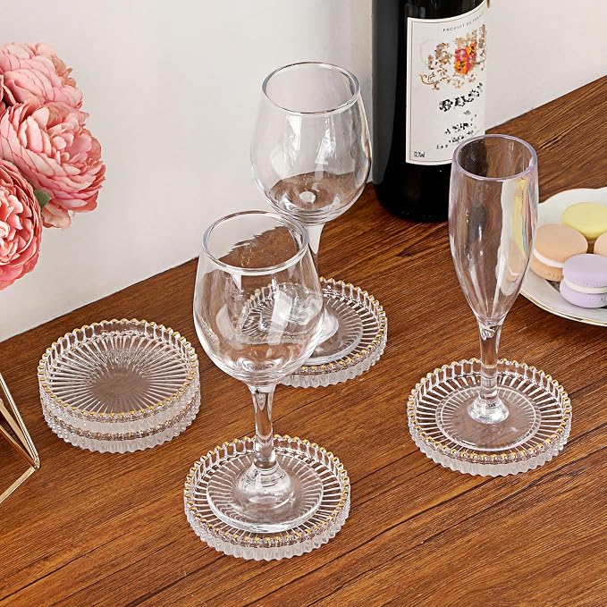 Set of 5 Modern Clear Coaster-Glass Coasters - Image 2