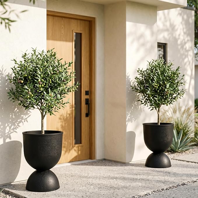KOL Planters Flower Pots, Plastic Urn Planters by KOL