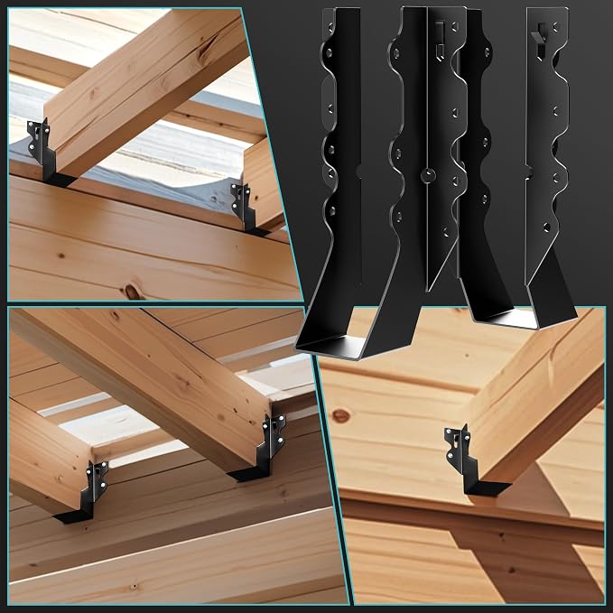 25 Pcs Black Joist Hangers 2x8, 18 Gauge Rafter Brackets, Hurricane Straps - Image 5