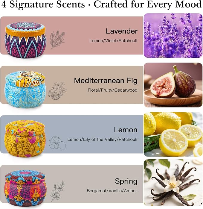Scented Candles Gift Set for Women, 4 Pack | 120-Hr, Hand-Painted, 100% Natural - Image 2