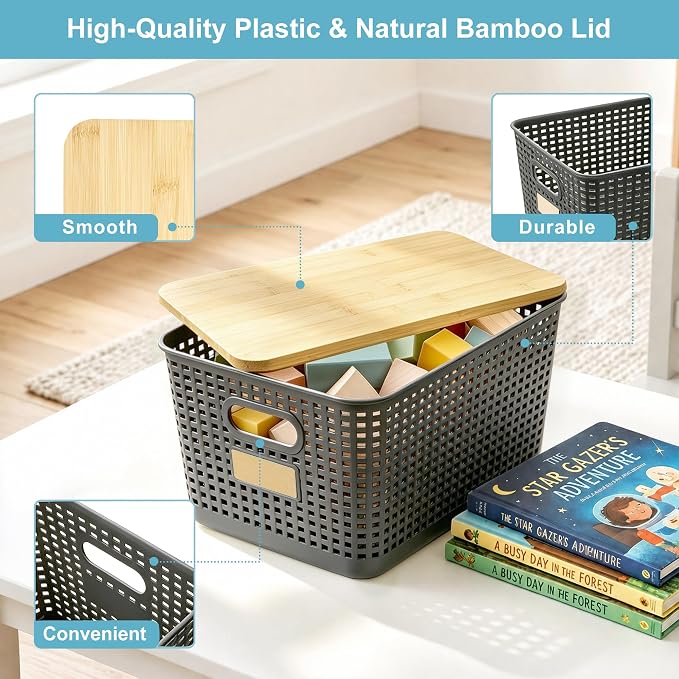 2 Pack Tall Plastic Storage Bins - Image 2